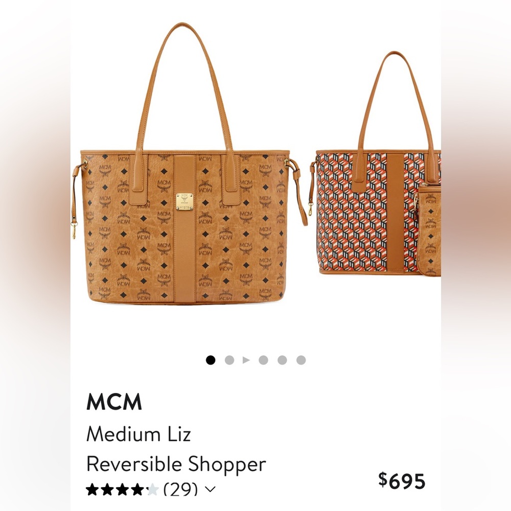 MCM Medium Liz Reversible Shopper in Visetto/ Cognac.